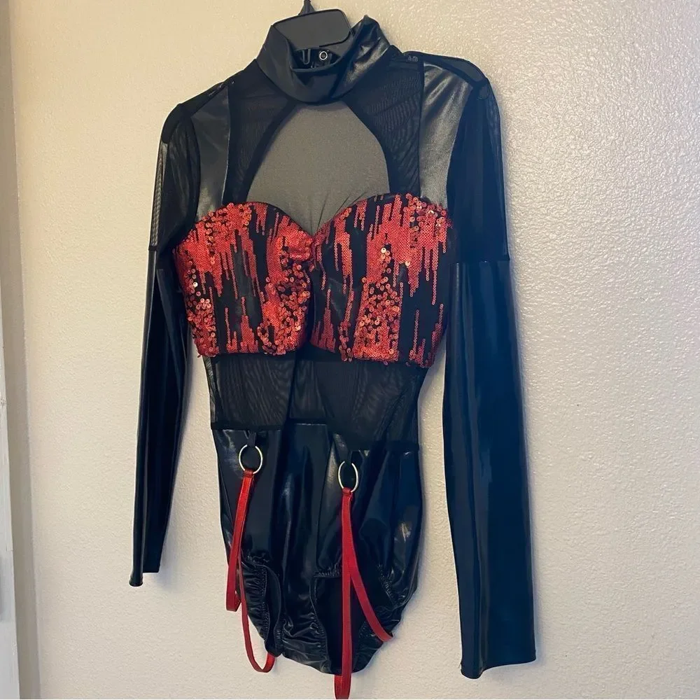 Kelle dance jazz acro costume leotard res sequin JAGGED SPIRIT 5172 LA adult